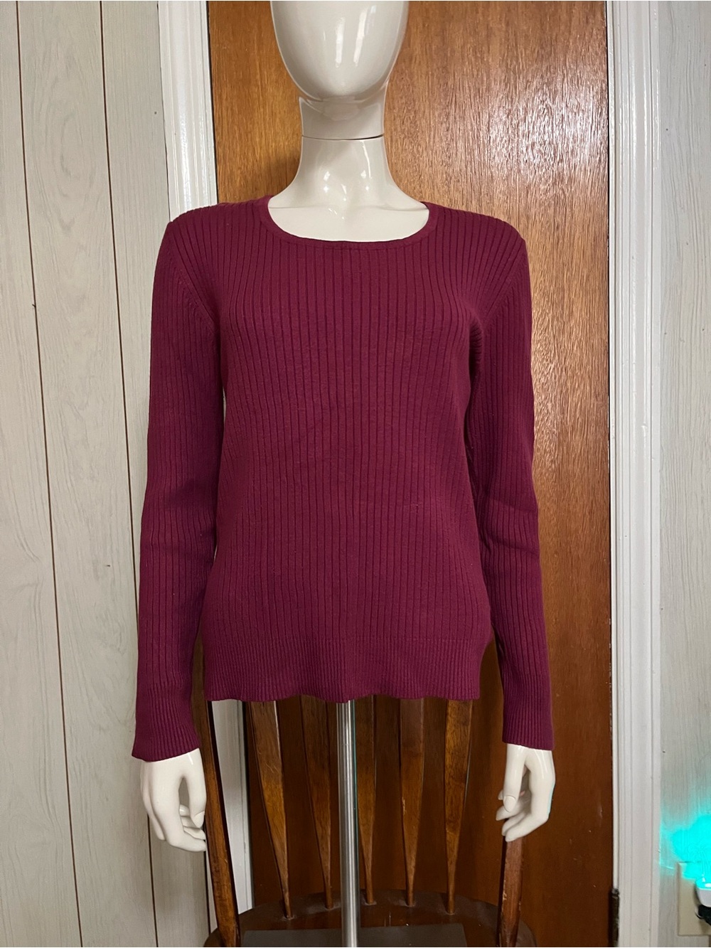 George Plum Ribbed Scoop-Neck Sweater